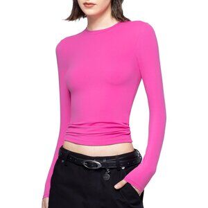 Women's Blush Long Sleeve T Shirts Crew Neck Slim Fit Sexy Collection